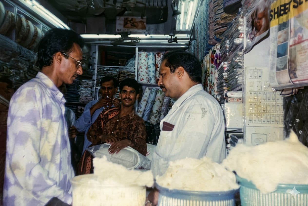 A customer consultation at the Grant Road shop, 1990s